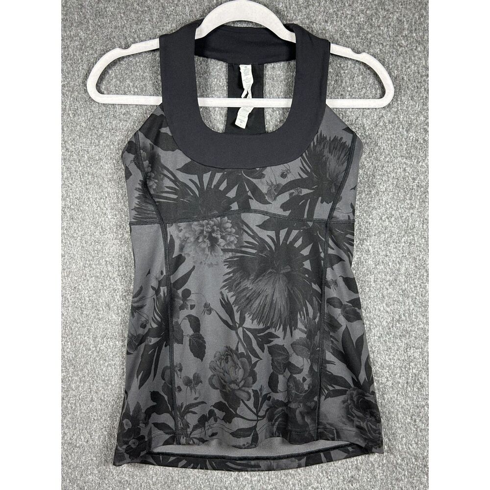 Lululemon Scoop Neck Tank *Luon (Brisk Bloom Black Soot)